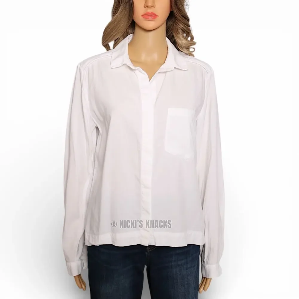 Anthropologie Cloth & Stone White Tencel Button Down Shirt Blouse Braided Size M - Picture 2 of 10